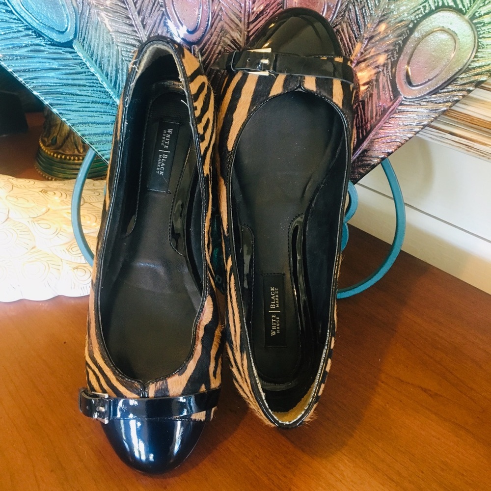 8.5M Tiger print flats calfskin/hair WHBM